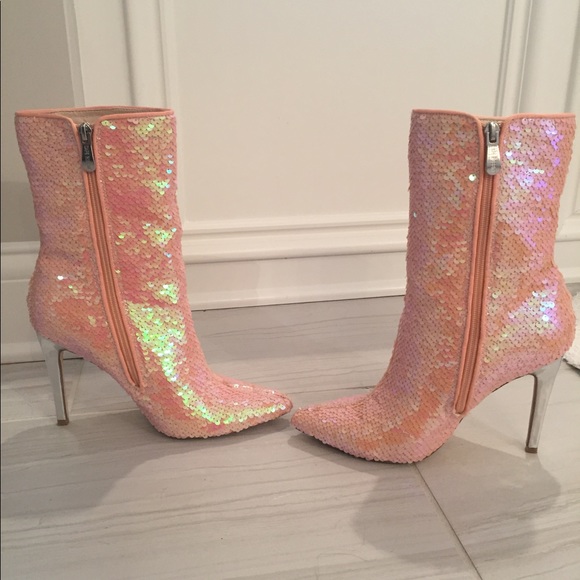 Pink sequin stiletto boots ***SOLD*** - Picture 3 of 8